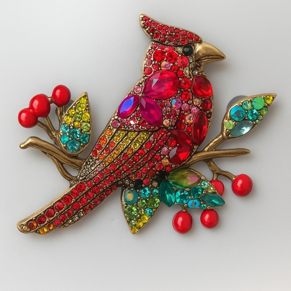 Anthropologie Jewelry - ⚜️❤️‍🔥 Winter Love Colorful Gemstone Bird Brooch 🐦‍🔥